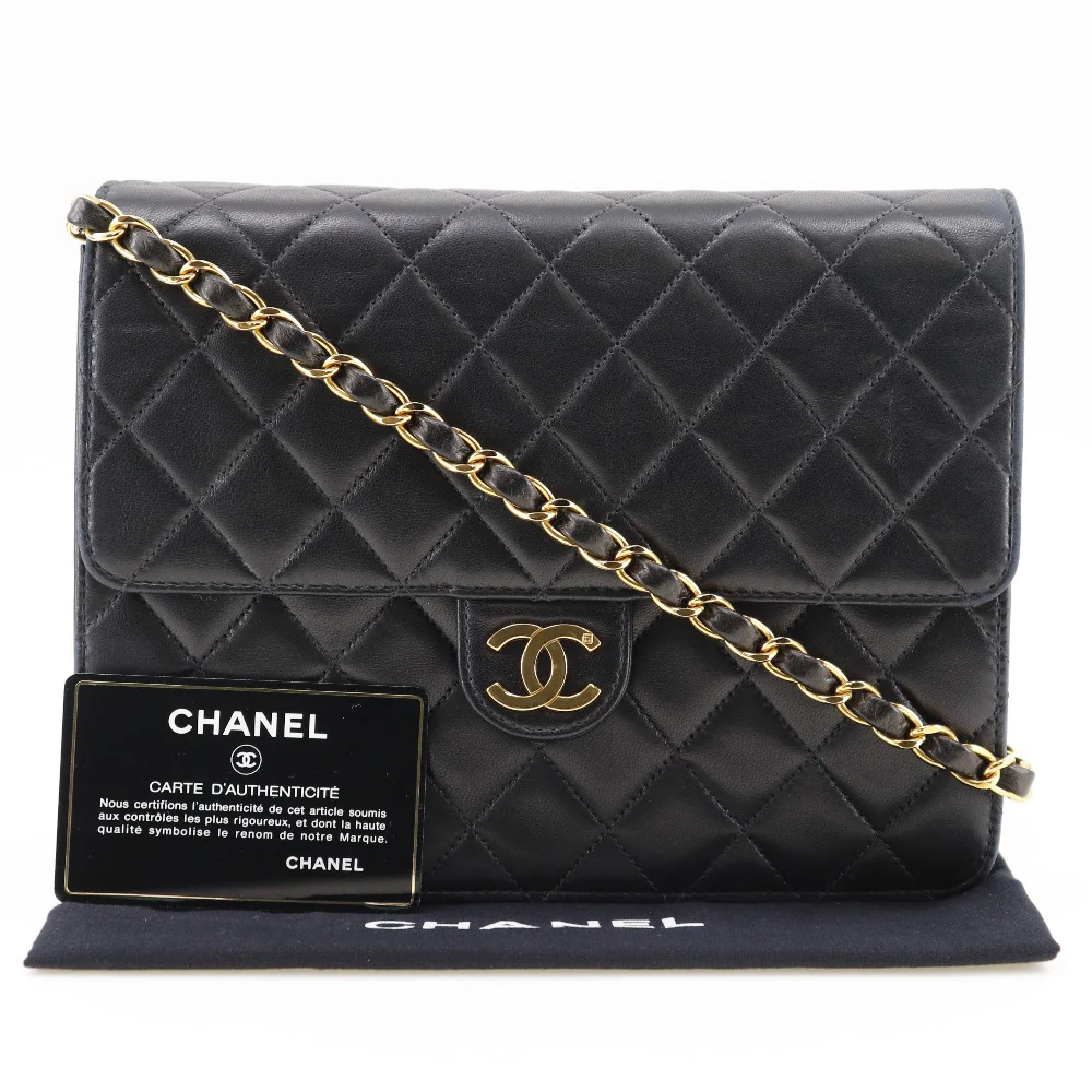 Chanel Lambskin Chain Shoulder Bag Black