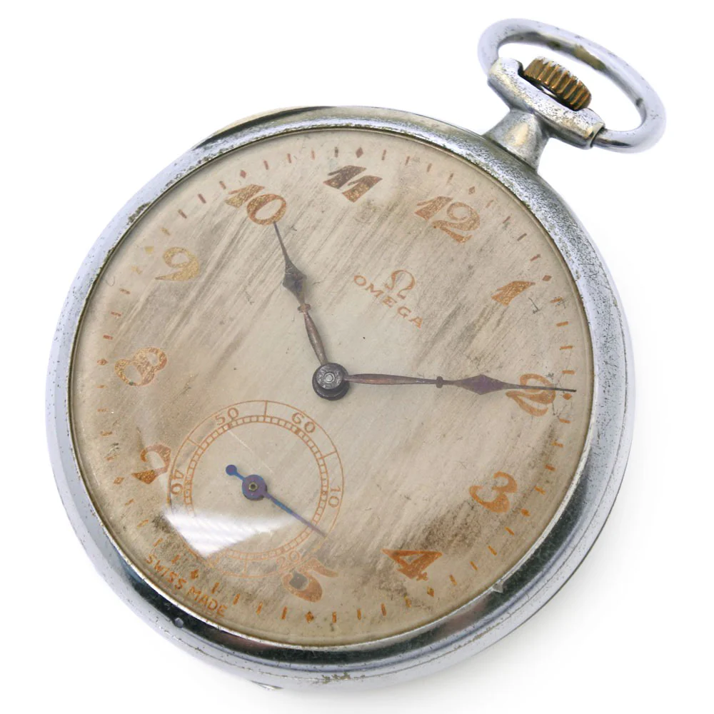 Omega Stainless Steel Pocket Watch Swiss Made