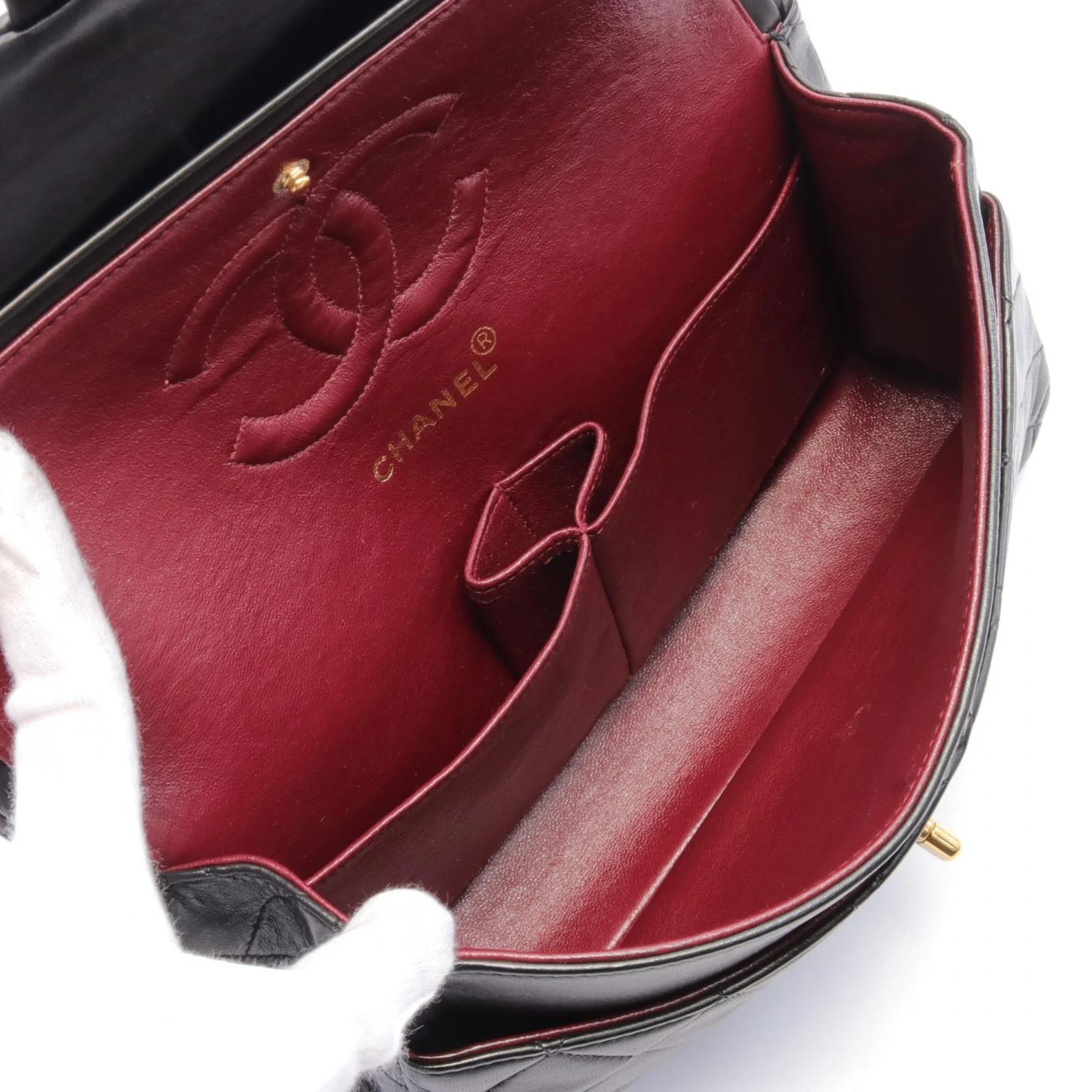 Chanel Lambskin Matelasse W Flap Shoulder Bag A01112