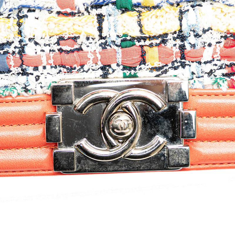 Chanel Boy Tweed Leather Chain Shoulder Bag
