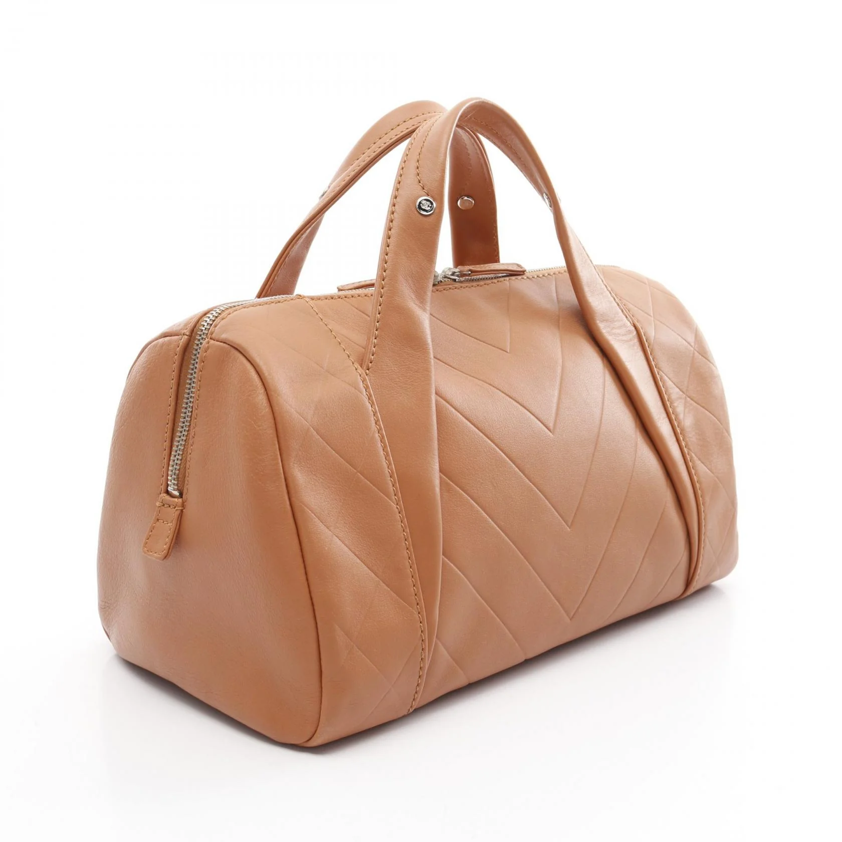 Chanel Chevron V-Stitch Leather Handbag Brown