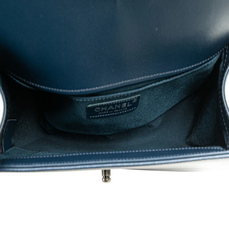 Chanel Boy 25 Navy Caviar Chain Shoulder Bag