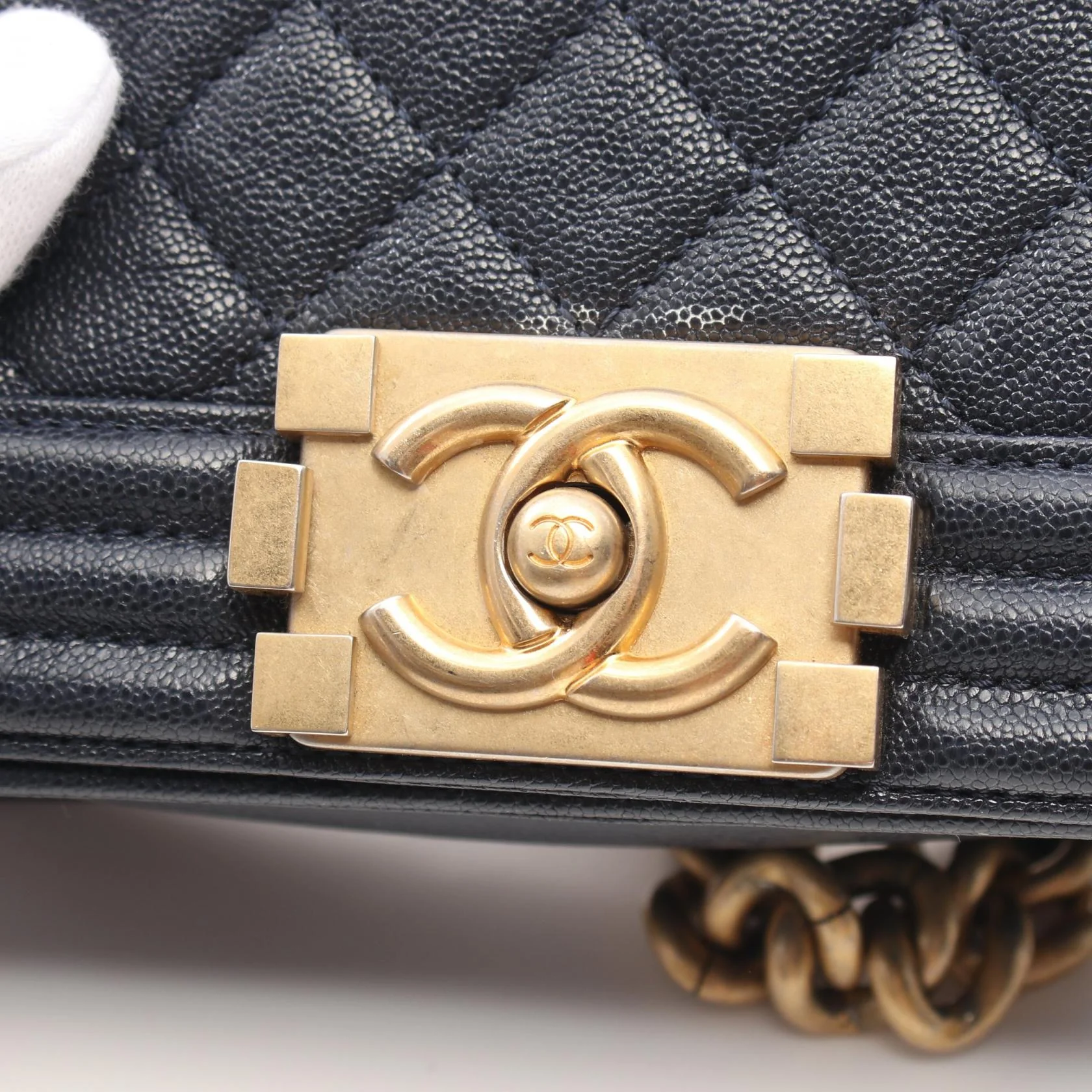 Chanel Boy Small Leather Shoulder Bag Navy