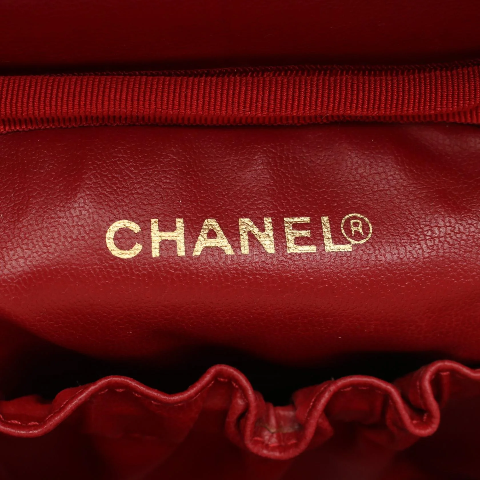 Chanel Caviar Skin Coco Mark Handbag Red