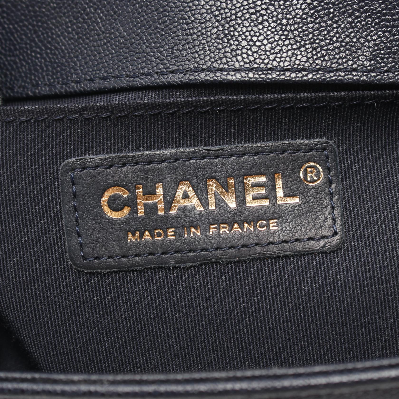 Chanel Boy Small Leather Shoulder Bag Navy