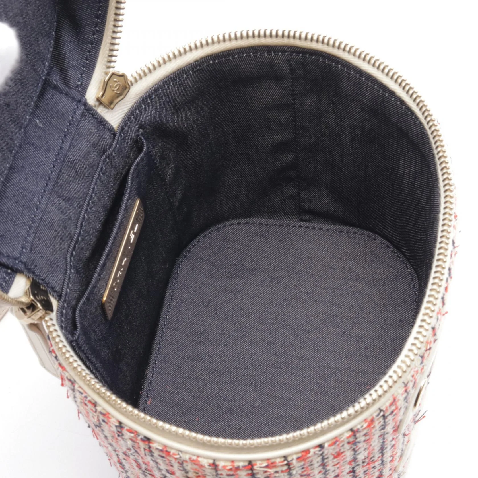 Chanel Coco Mark Fabric Leather Handbag