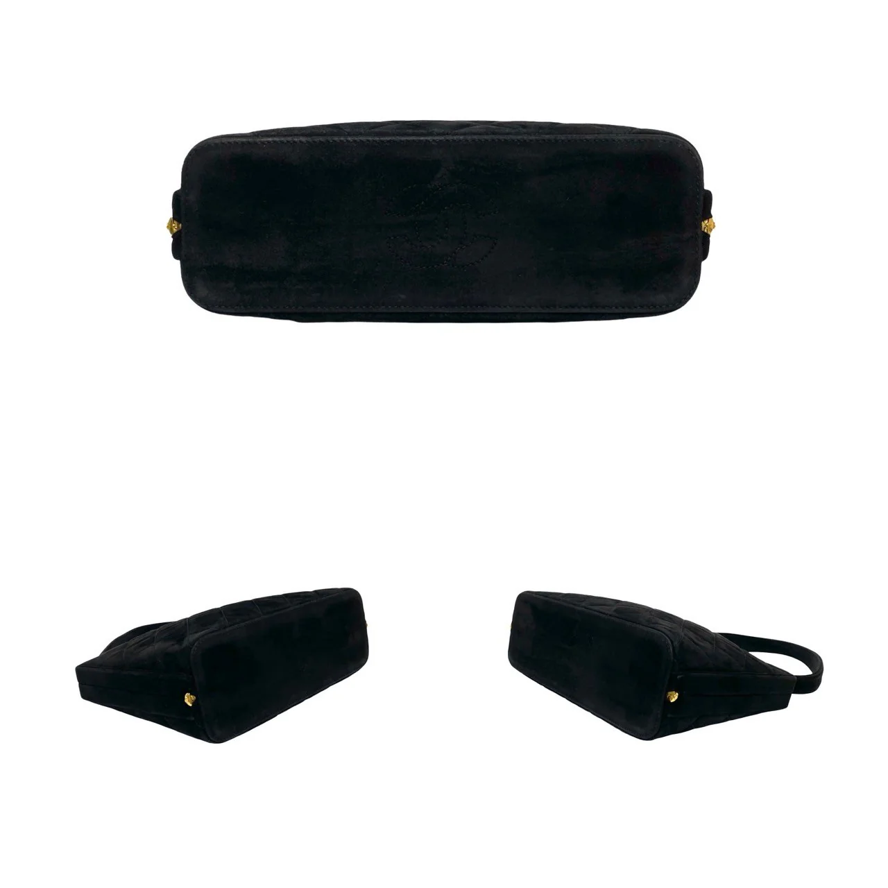 Chanel Suede Matelasse Coco Mark Handbag Black