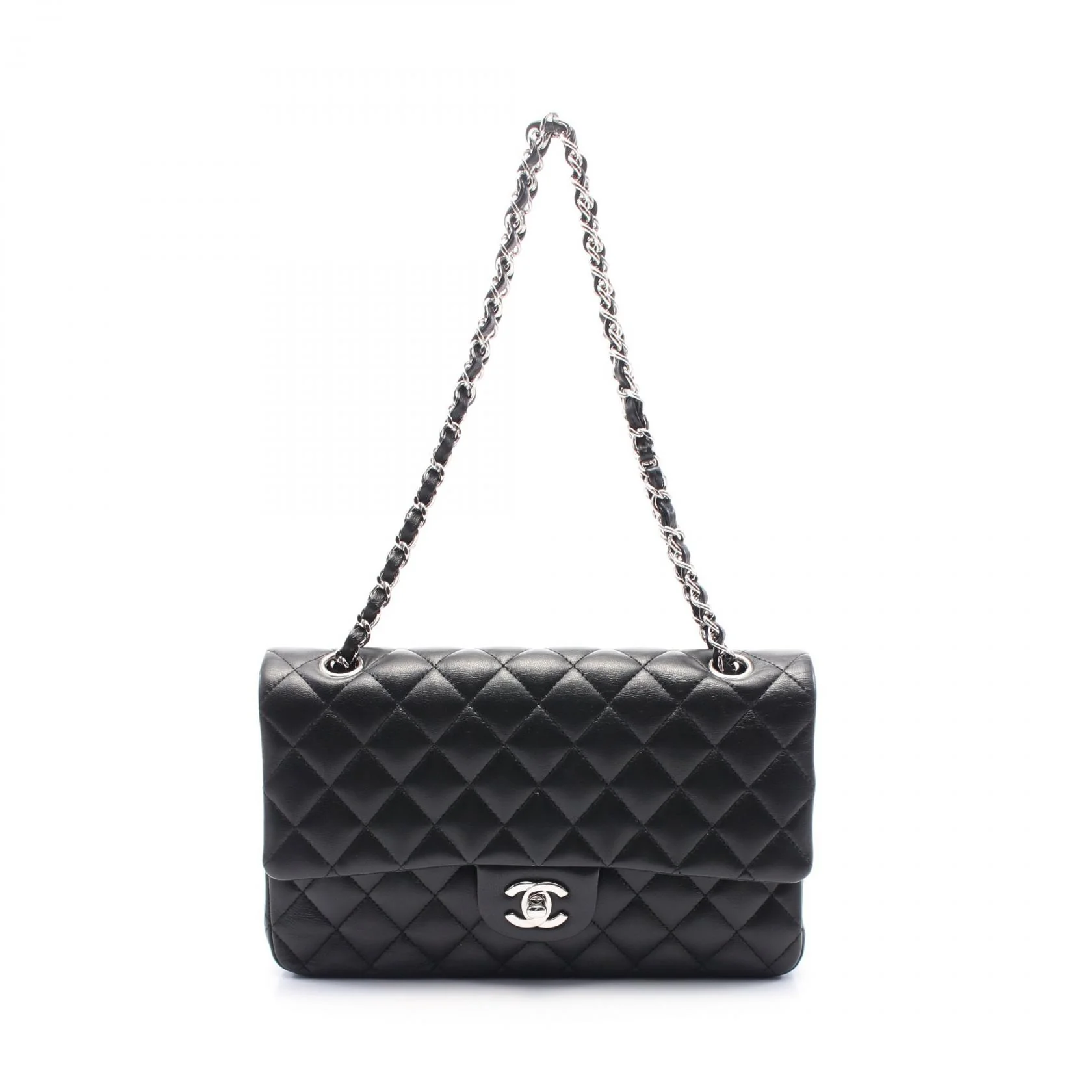 Chanel Leather Matelasse W Flap Shoulder Bag A01112