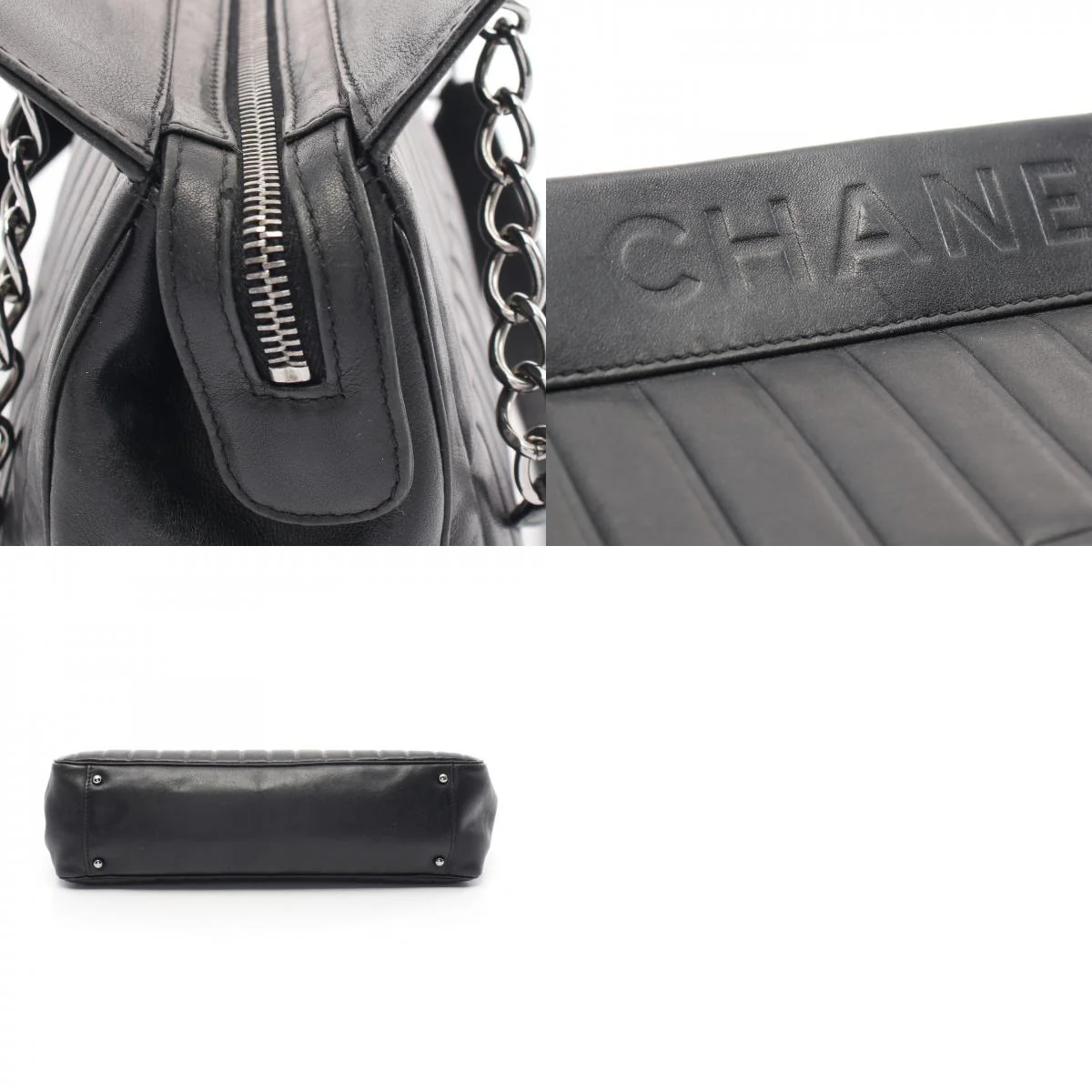 Chanel Lambskin Chocobar Tote Bag Black