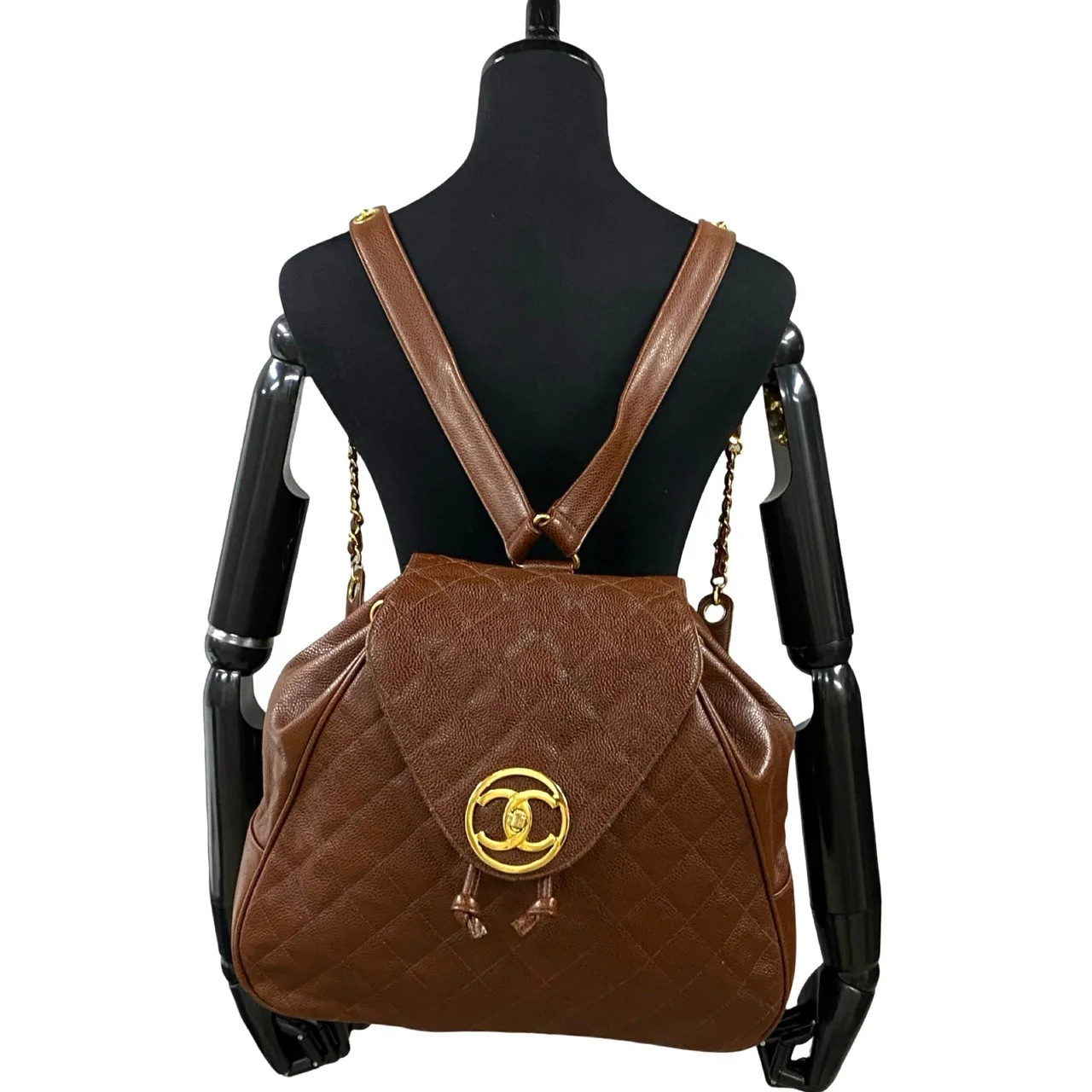 Chanel Caviar Leather Backpack Brown