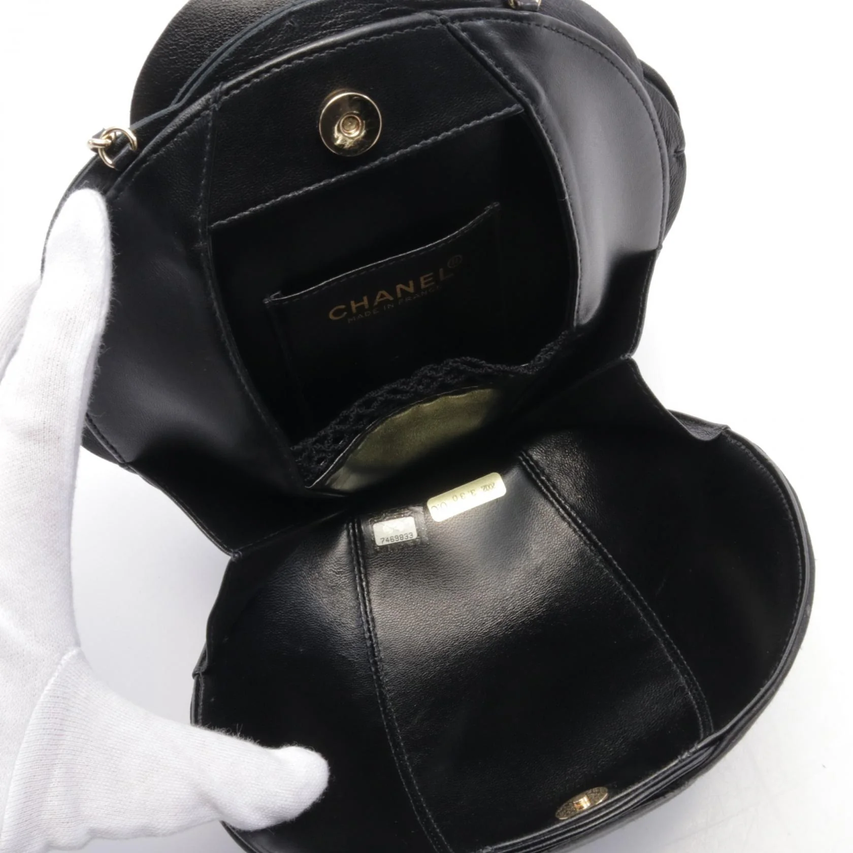 Chanel Camellia Leather Handbag Black