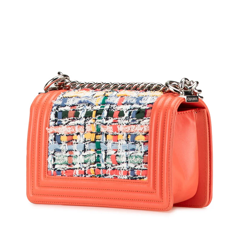Chanel Boy Tweed Leather Chain Shoulder Bag