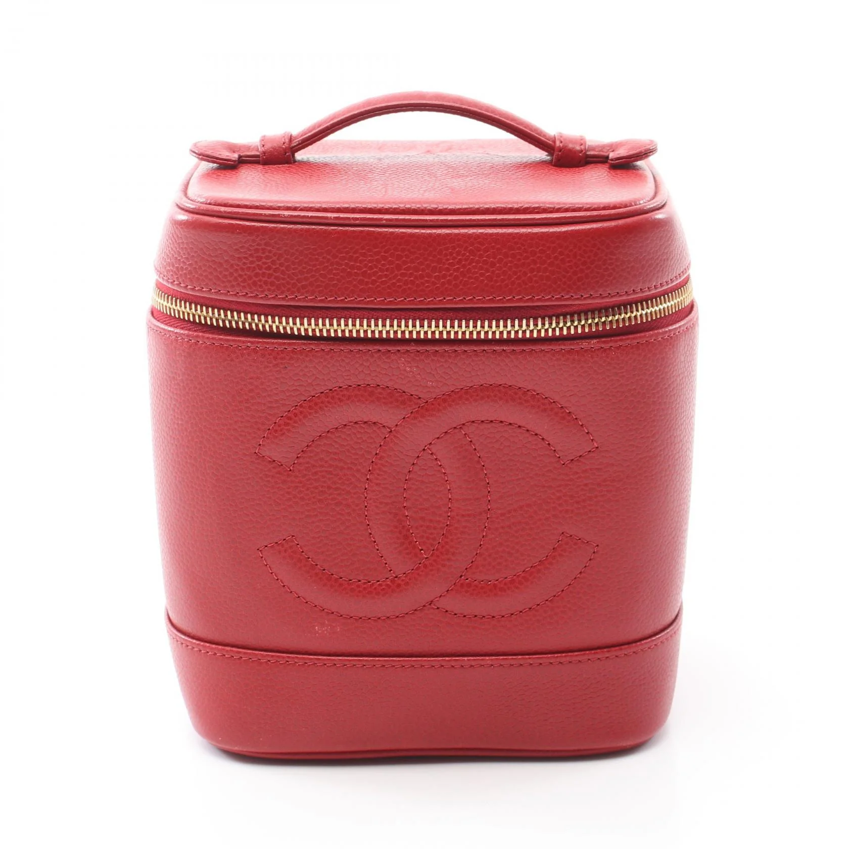 Chanel Caviar Skin Coco Mark Handbag Red