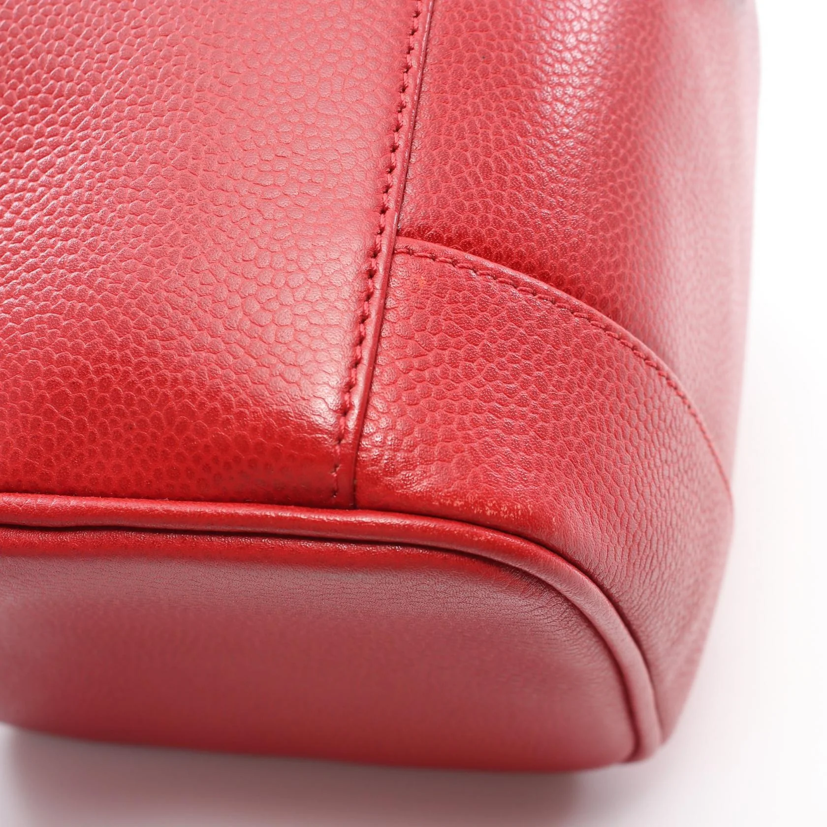 Chanel Caviar Skin Coco Mark Handbag Red