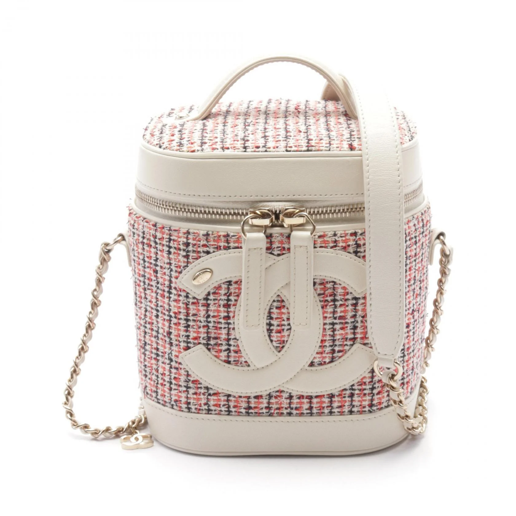 Chanel Coco Mark Fabric Leather Handbag