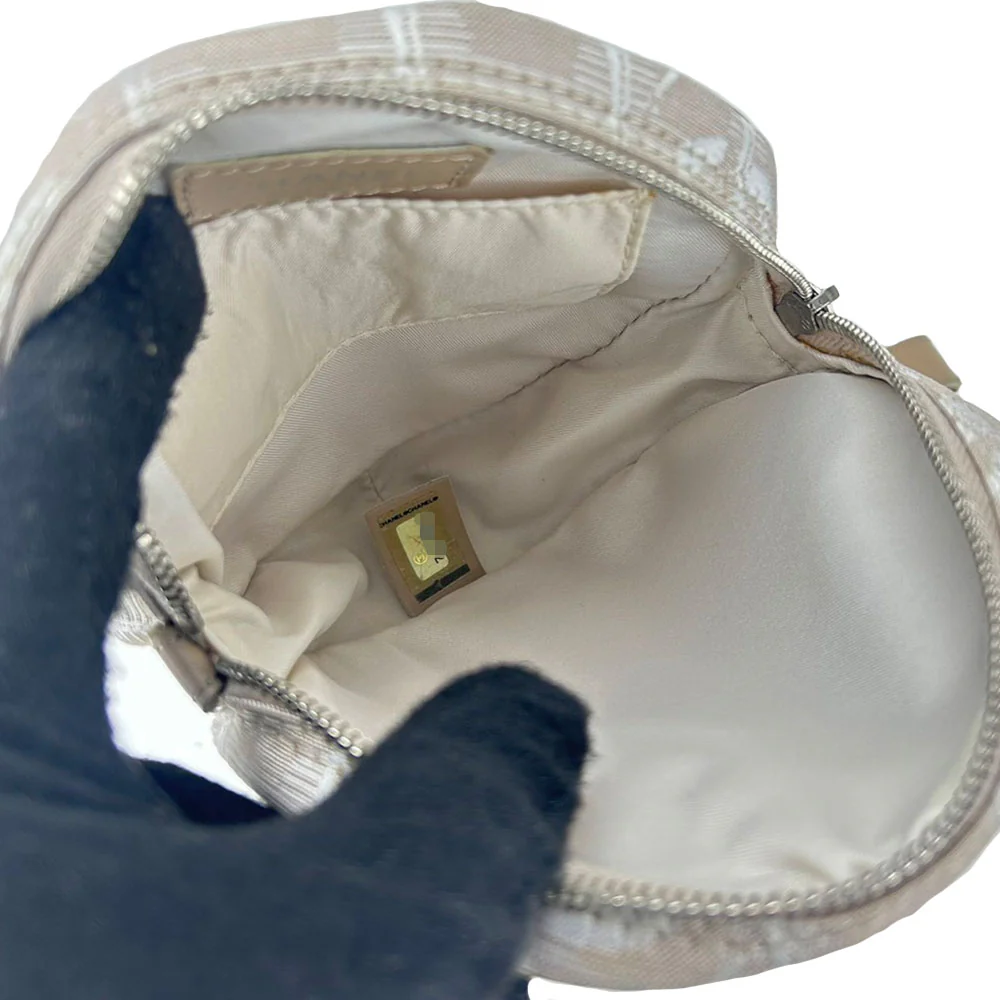 Chanel Jacquard Nylon Pouch Beige
