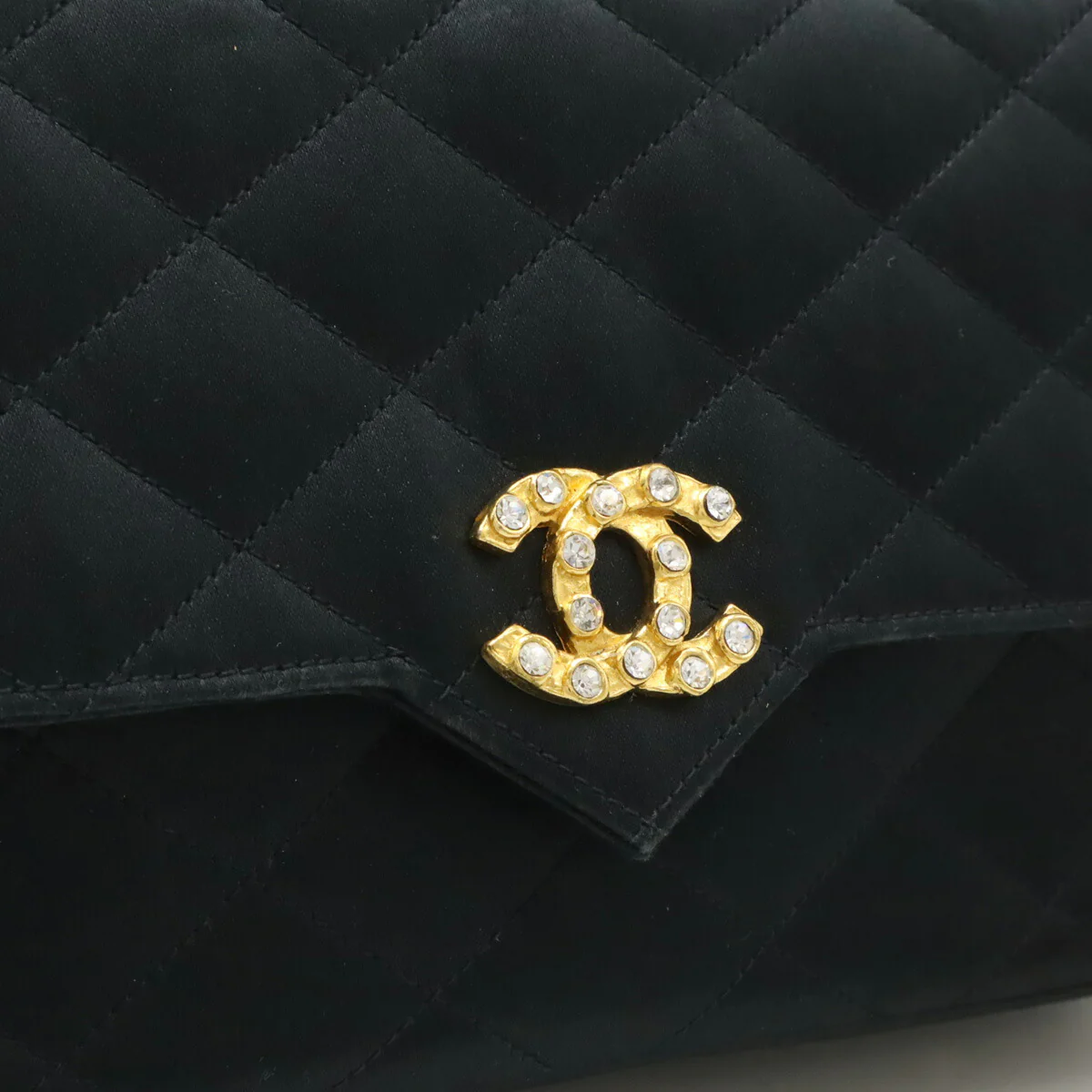 Chanel Satin Rhinestone Matelasse Chain Shoulder Bag