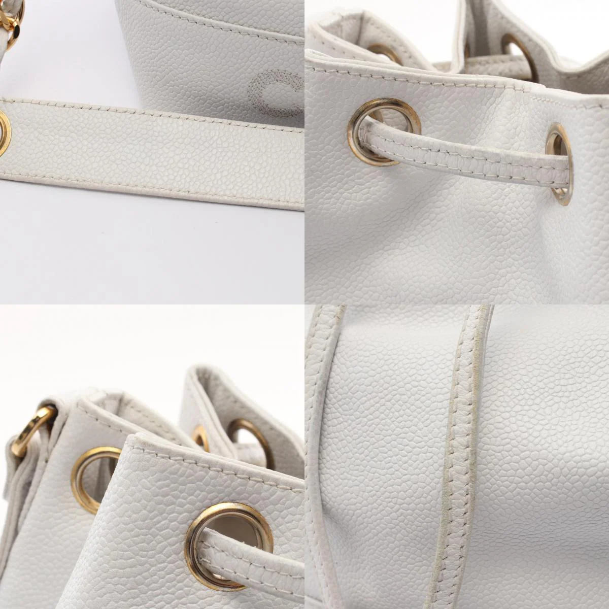Chanel Caviar Skin Shoulder Bag White