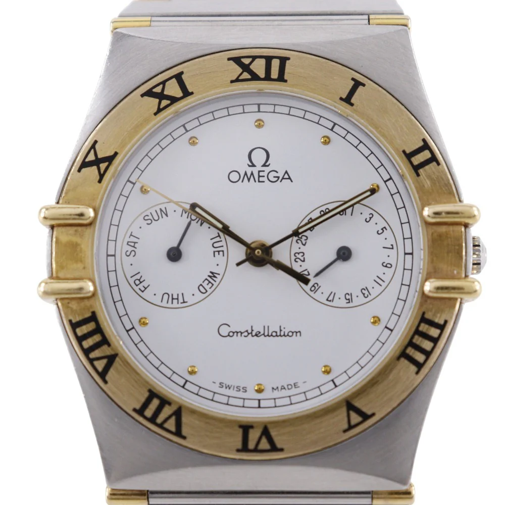 Omega Constellation Quartz Watch Stainless Steel Gold Plated