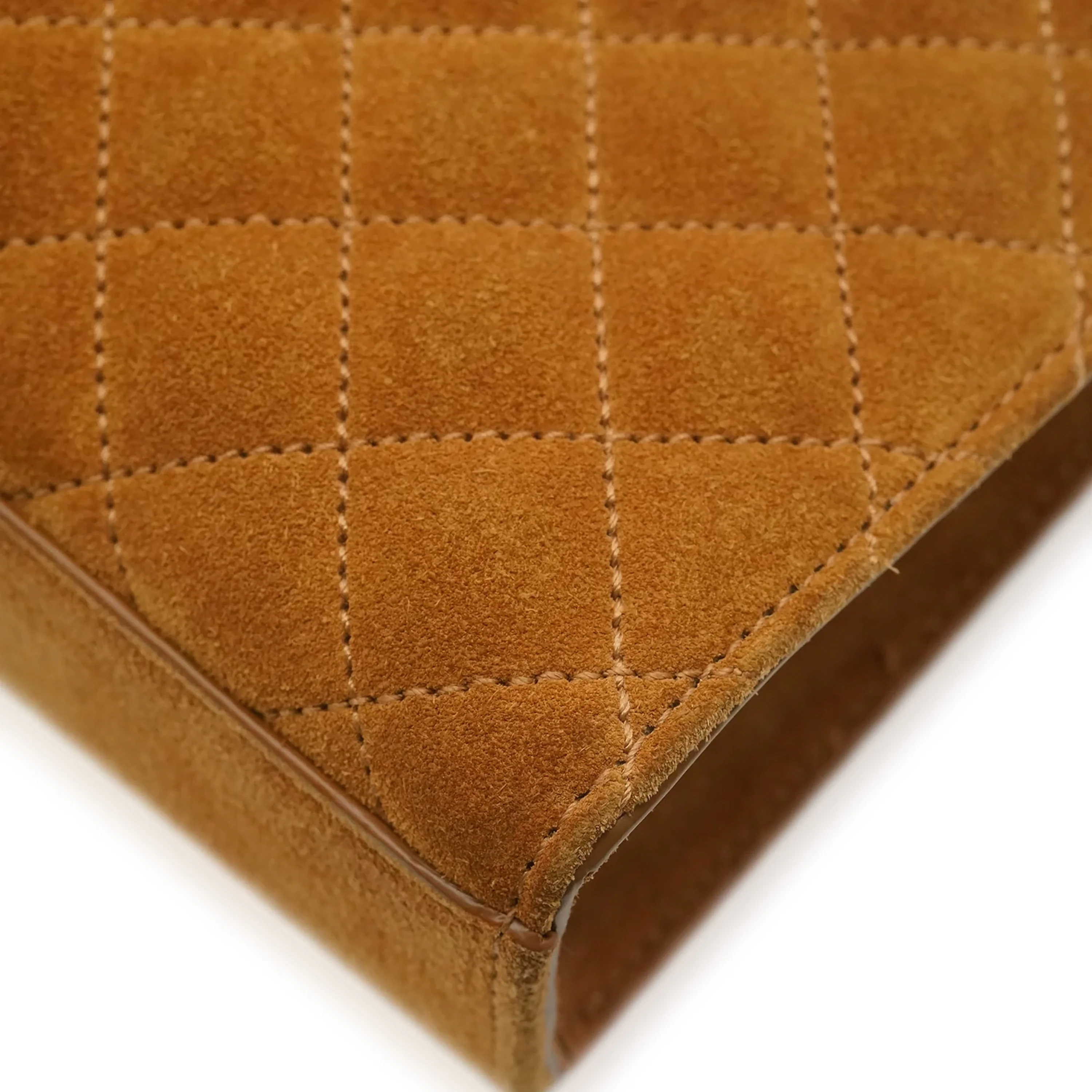 Saint Laurent Brown Suede Tri Quilt Envelope Flap Chain Bag