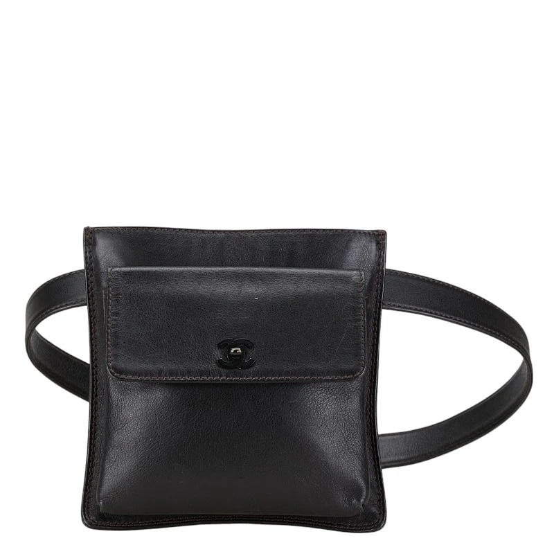Chanel Lambskin Coco Mark Waist Bag Belt Bag Black