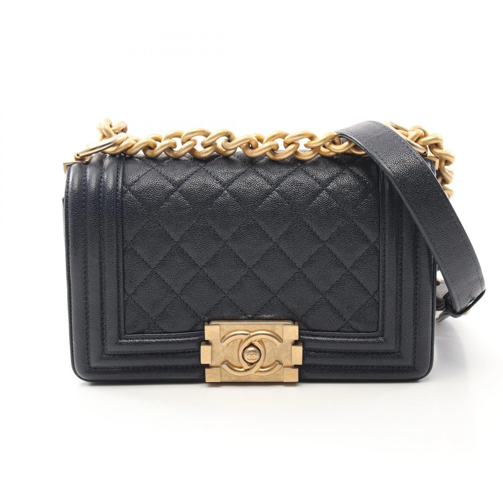 Chanel Boy Small Leather Shoulder Bag Navy