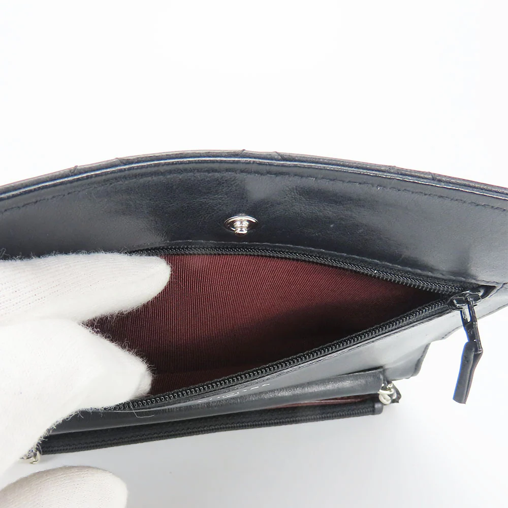 Chanel Lambskin Chain Wallet Shoulder Bag Black