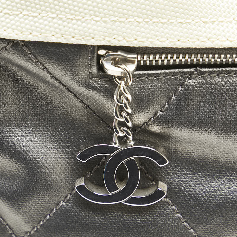 Chanel Paris Biarritz Tote MM Gray White
