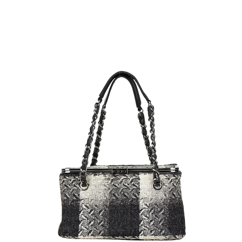 Chanel Tweed Leather Chain Vanity Handbag