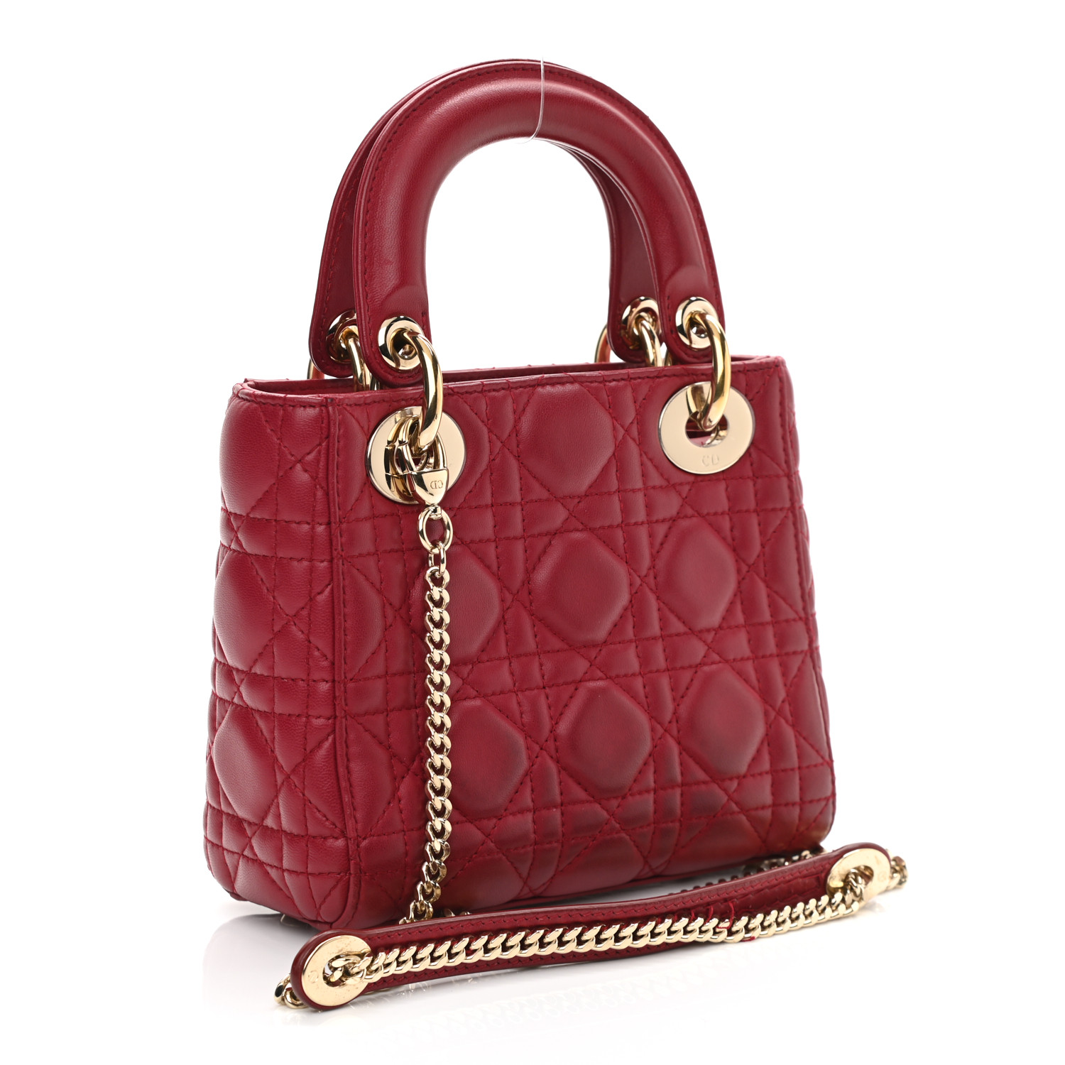 Lambskin Cannage Mini Lady  Burgundy