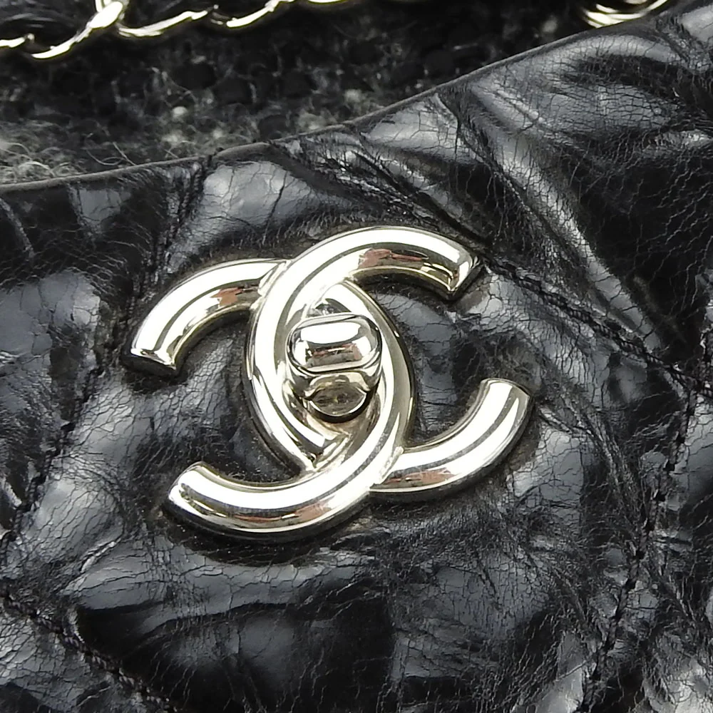 Chanel Leather Tweed Tote Bag 2way