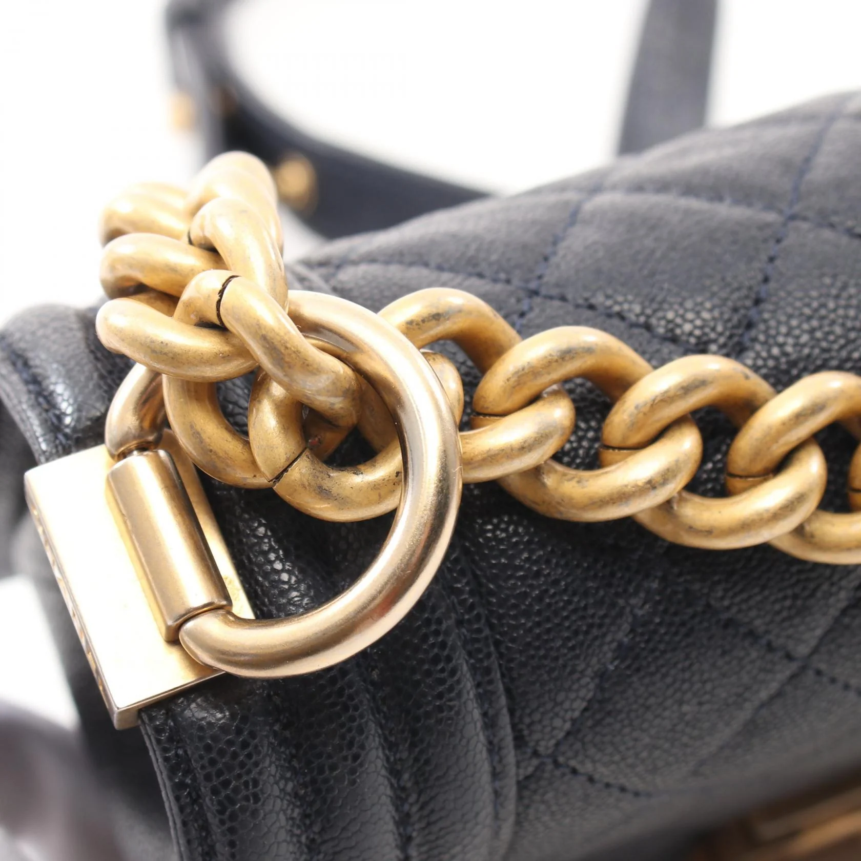 Chanel Boy Small Leather Shoulder Bag Navy