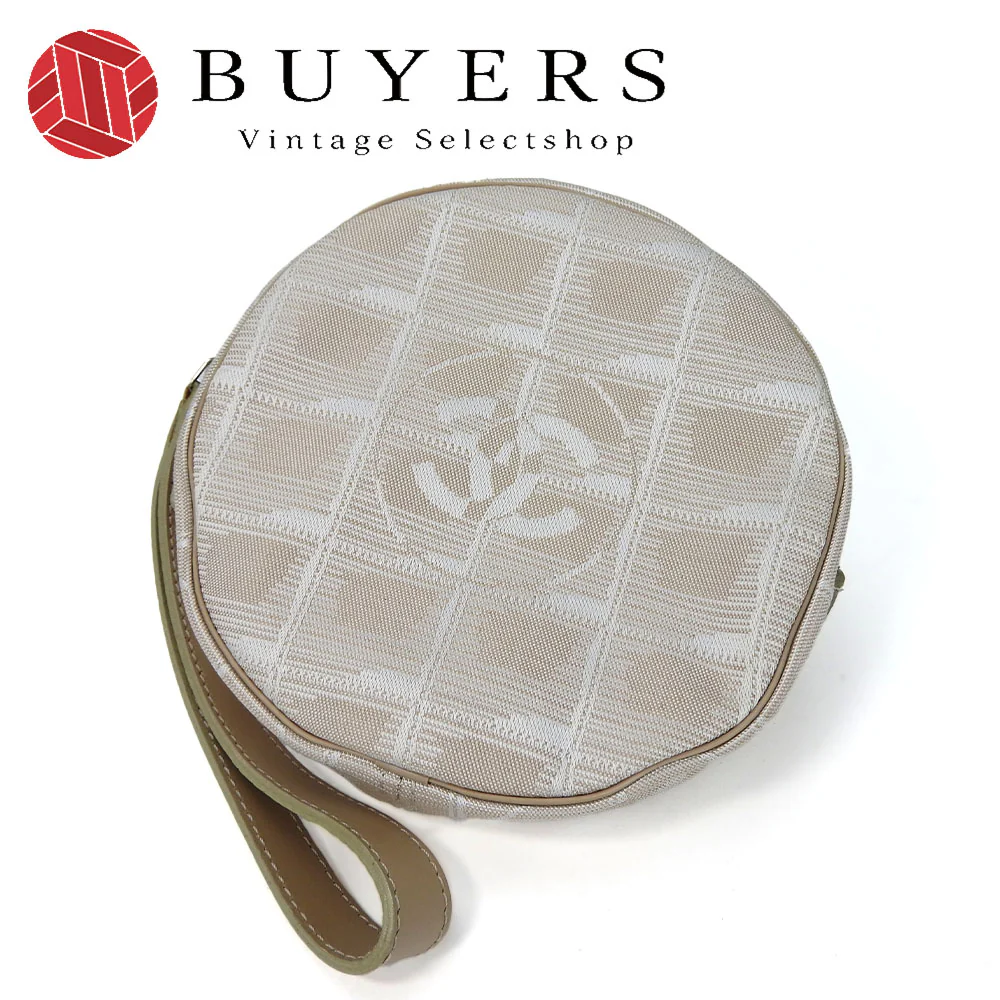Chanel Jacquard Nylon Pouch Beige