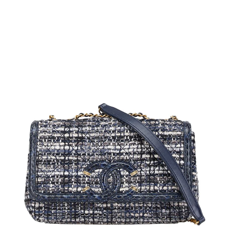 Chanel Tweed Leather CC Filigree Chain Bag