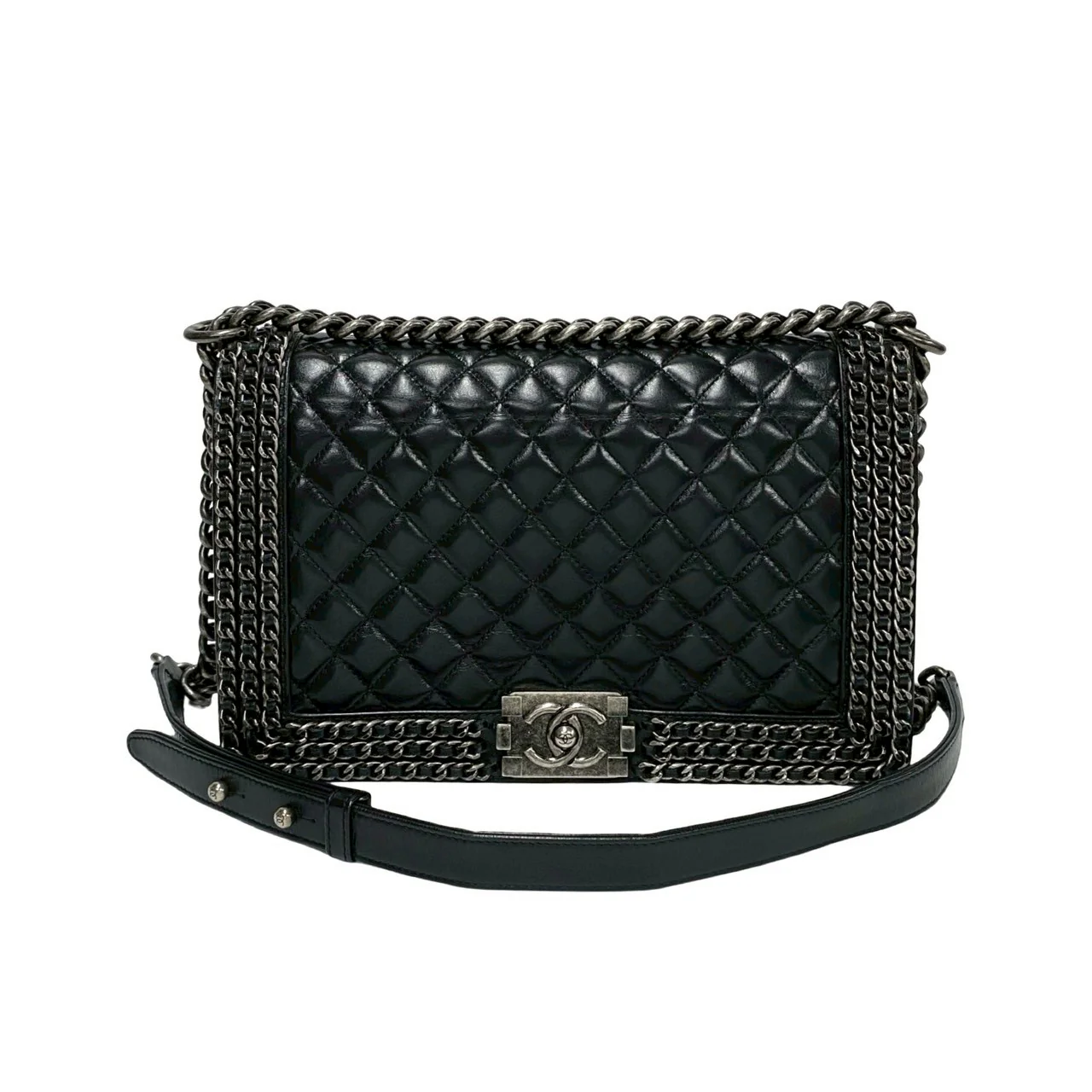 Chanel Boy Leather Chain Shoulder Bag