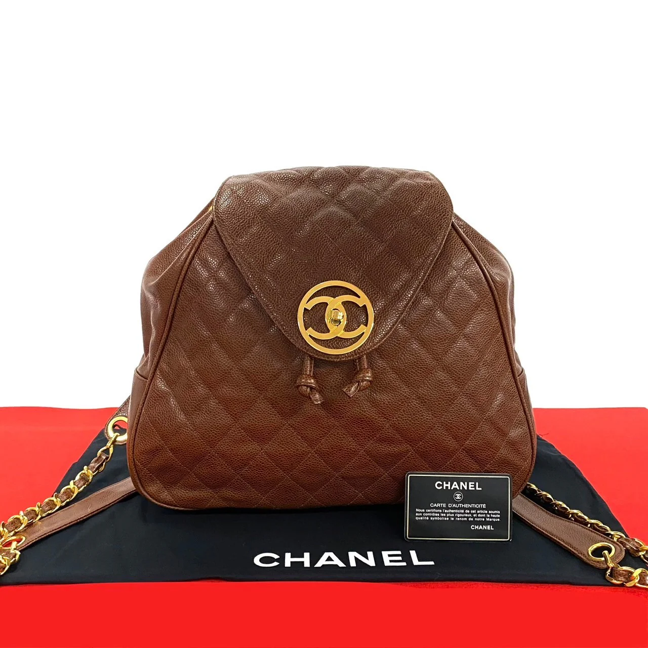 Chanel Caviar Leather Backpack Brown