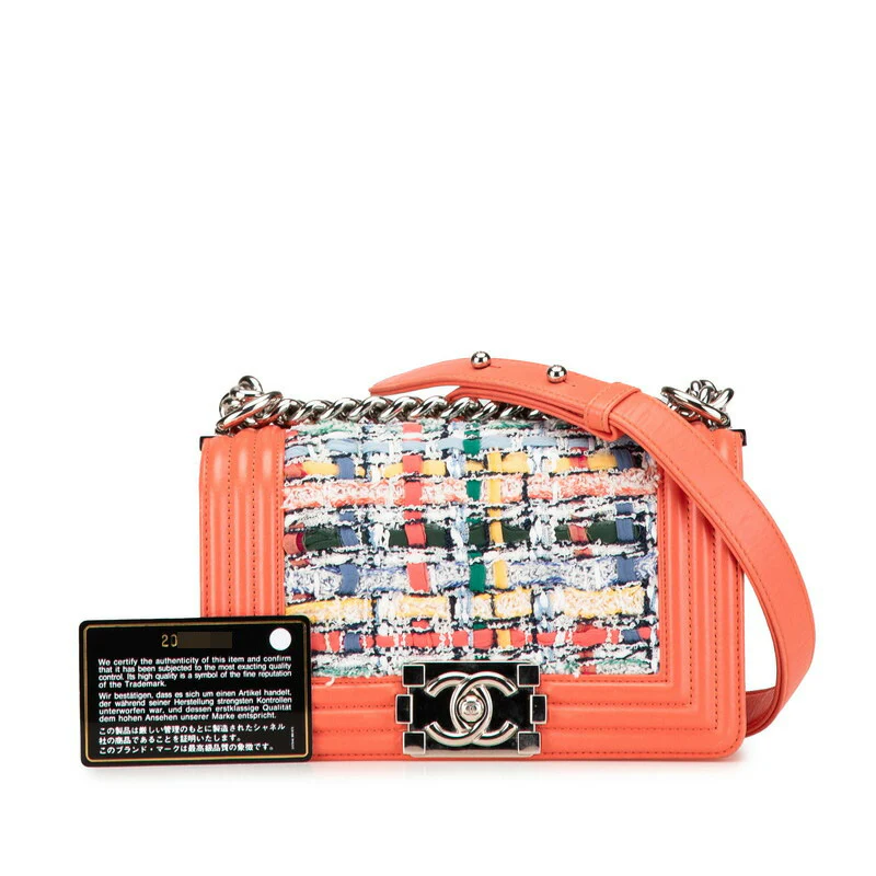 Chanel Boy Tweed Leather Chain Shoulder Bag
