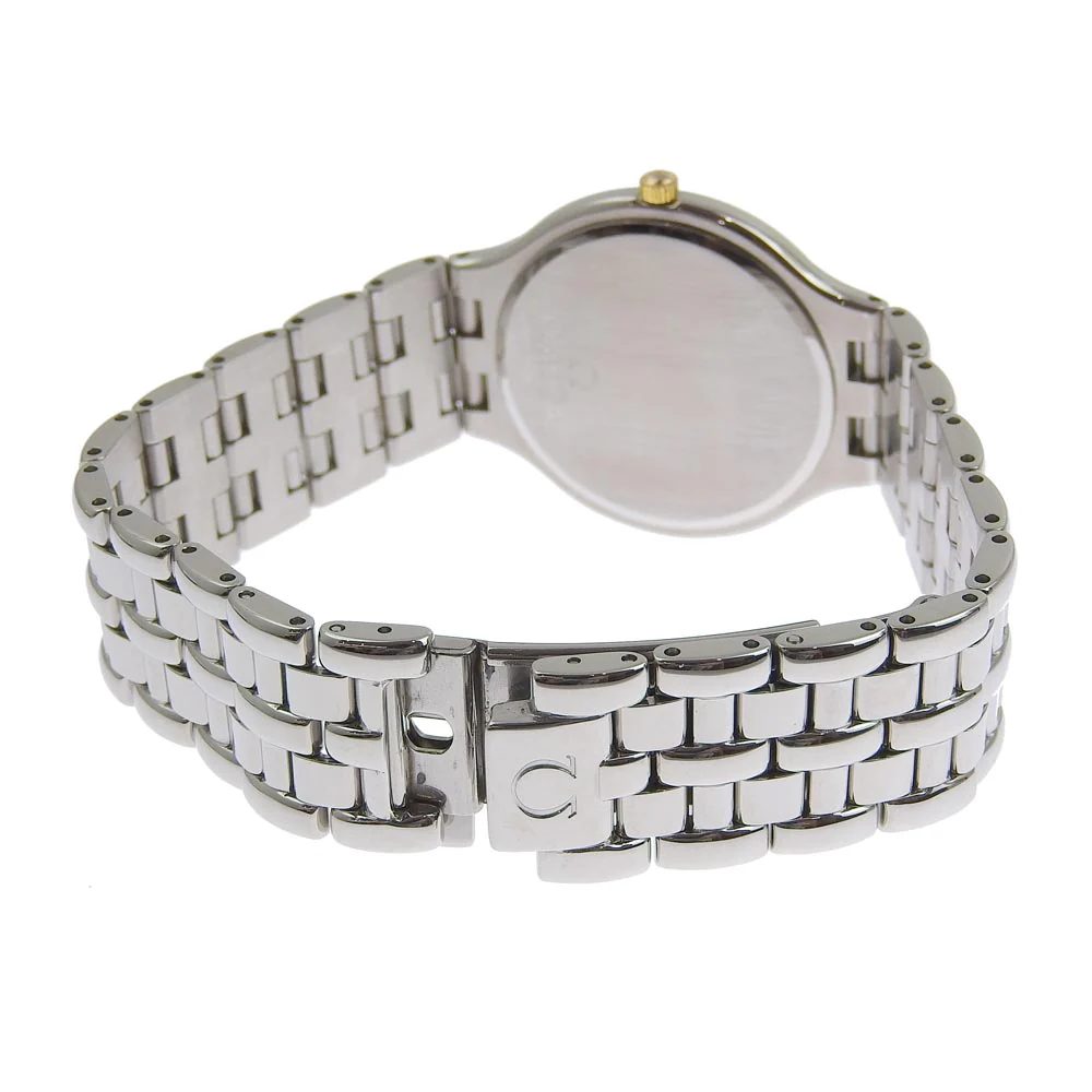 Omega Symbol Pyramid Quartz Watch Stainless Steel 750 YG