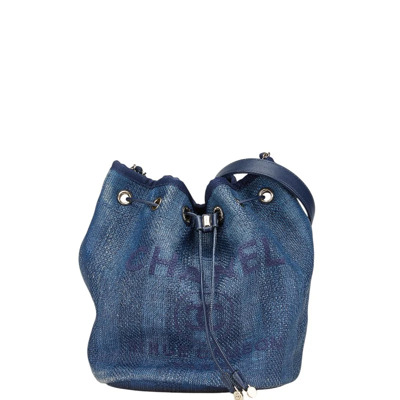 Chanel Straw Leather Deauville Chain Shoulder Bag