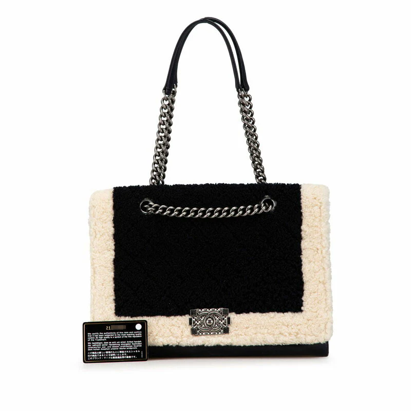 Chanel Boy Shearling Leather Chain Handbag
