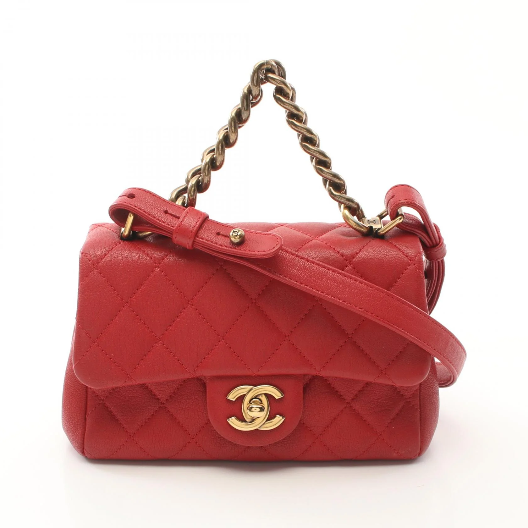 Chanel Matelasse Leather Handbag Red