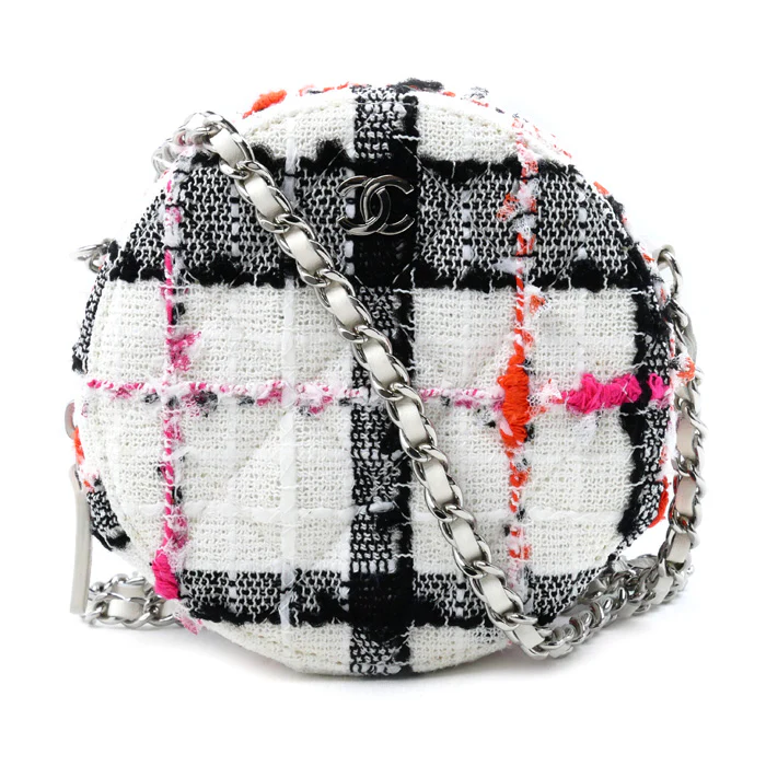 Chanel Tweed Round Mini Classic Chain Shoulder Bag