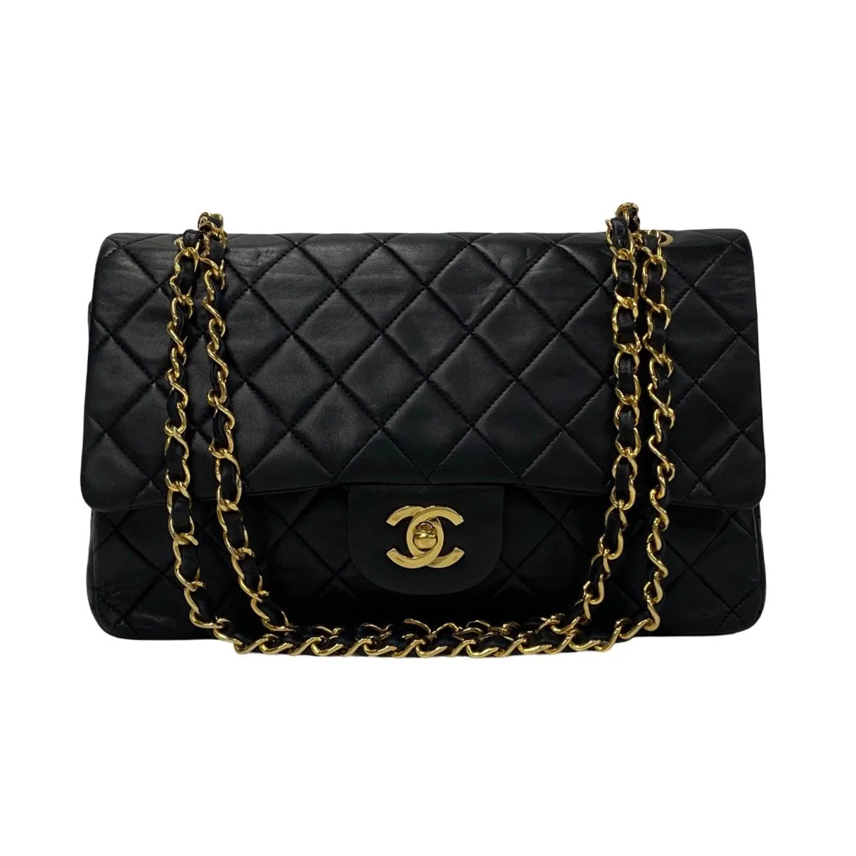 Chanel Lambskin W Flap Matelasse Shoulder Bag