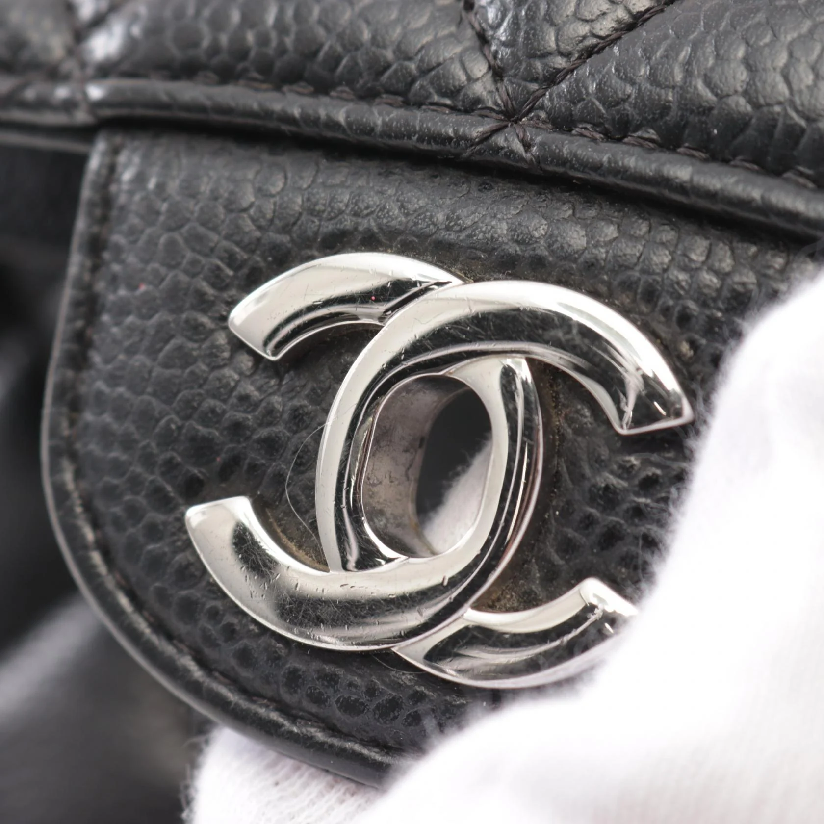 Chanel Matelasse W Flap Leather Shoulder Bag Black