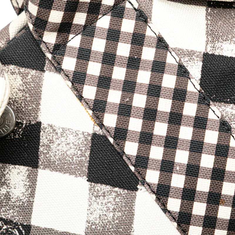 Chanel Gingham Check Canvas Leather Handbag