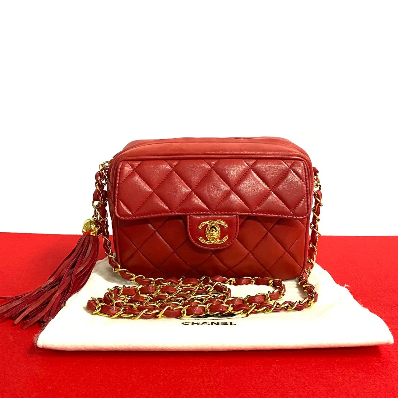 Chanel Lambskin Matelasse Tassel Chain Shoulder Bag
