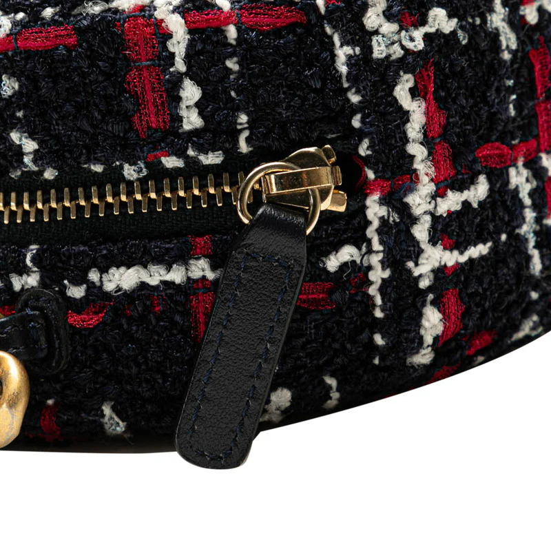 Chanel Tweed Leather Round Chain Shoulder Bag