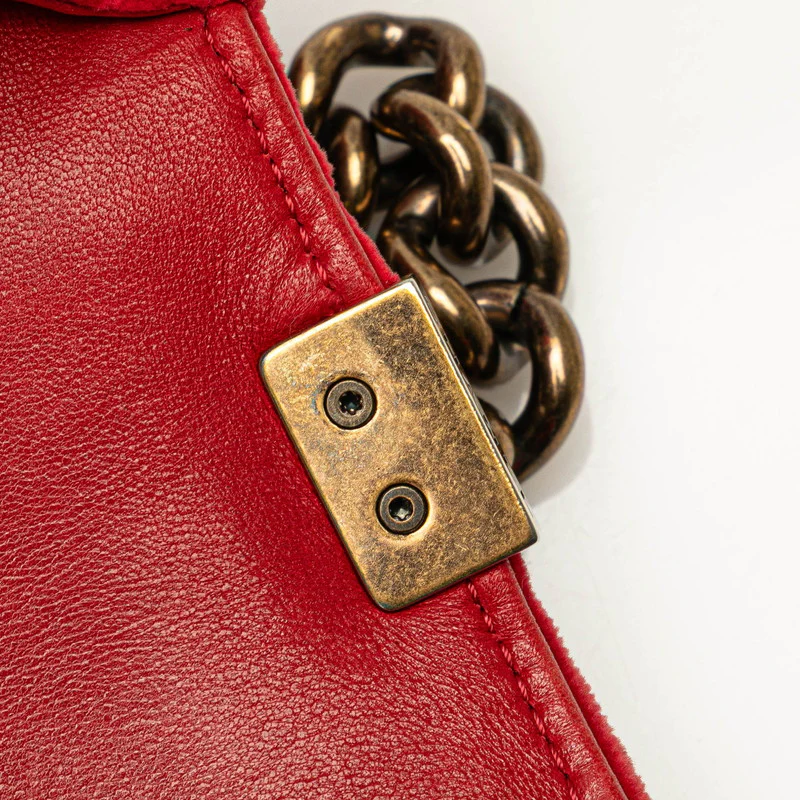 Chanel Boy Velour Leather Chain Shoulder Bag