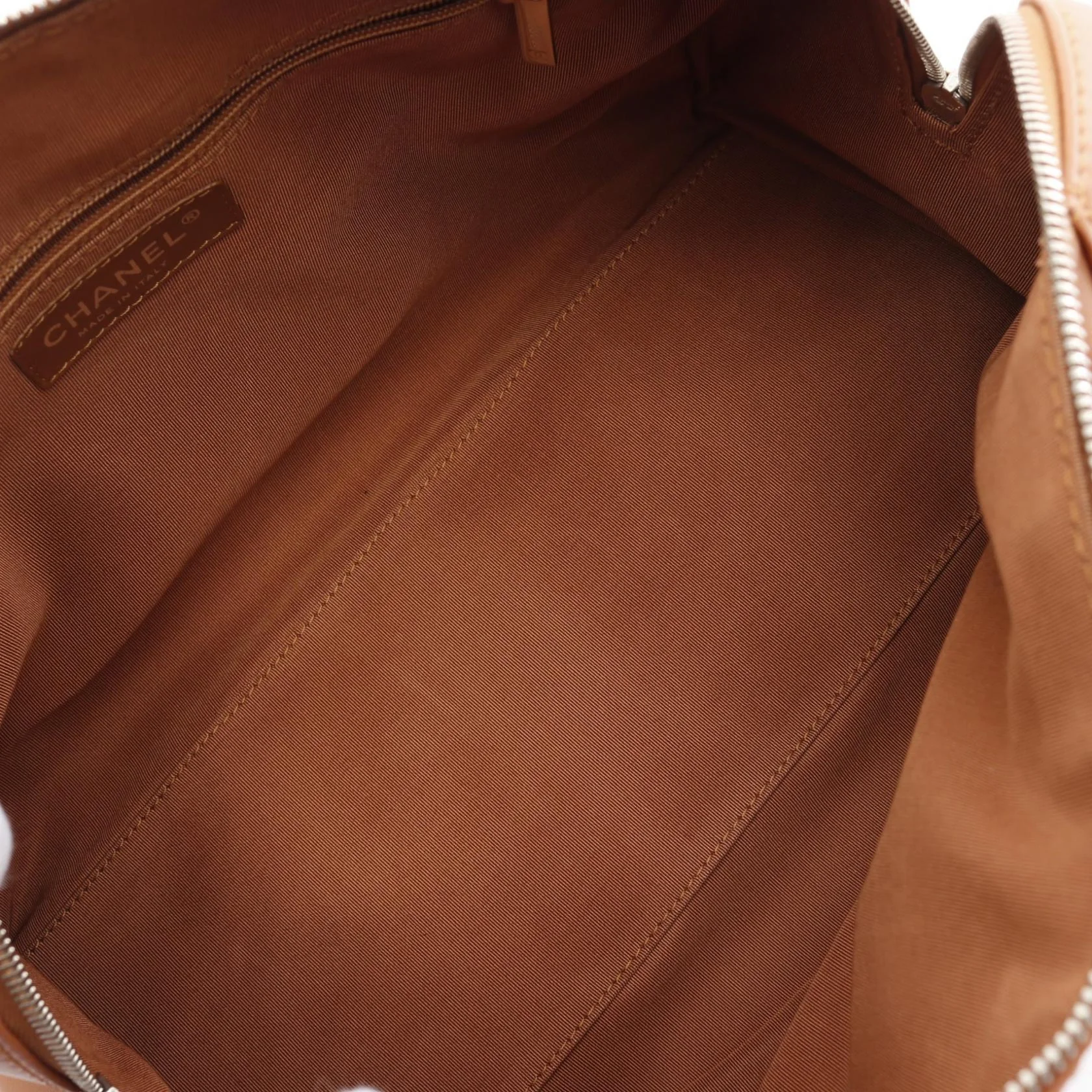 Chanel Chevron V-Stitch Leather Handbag Brown