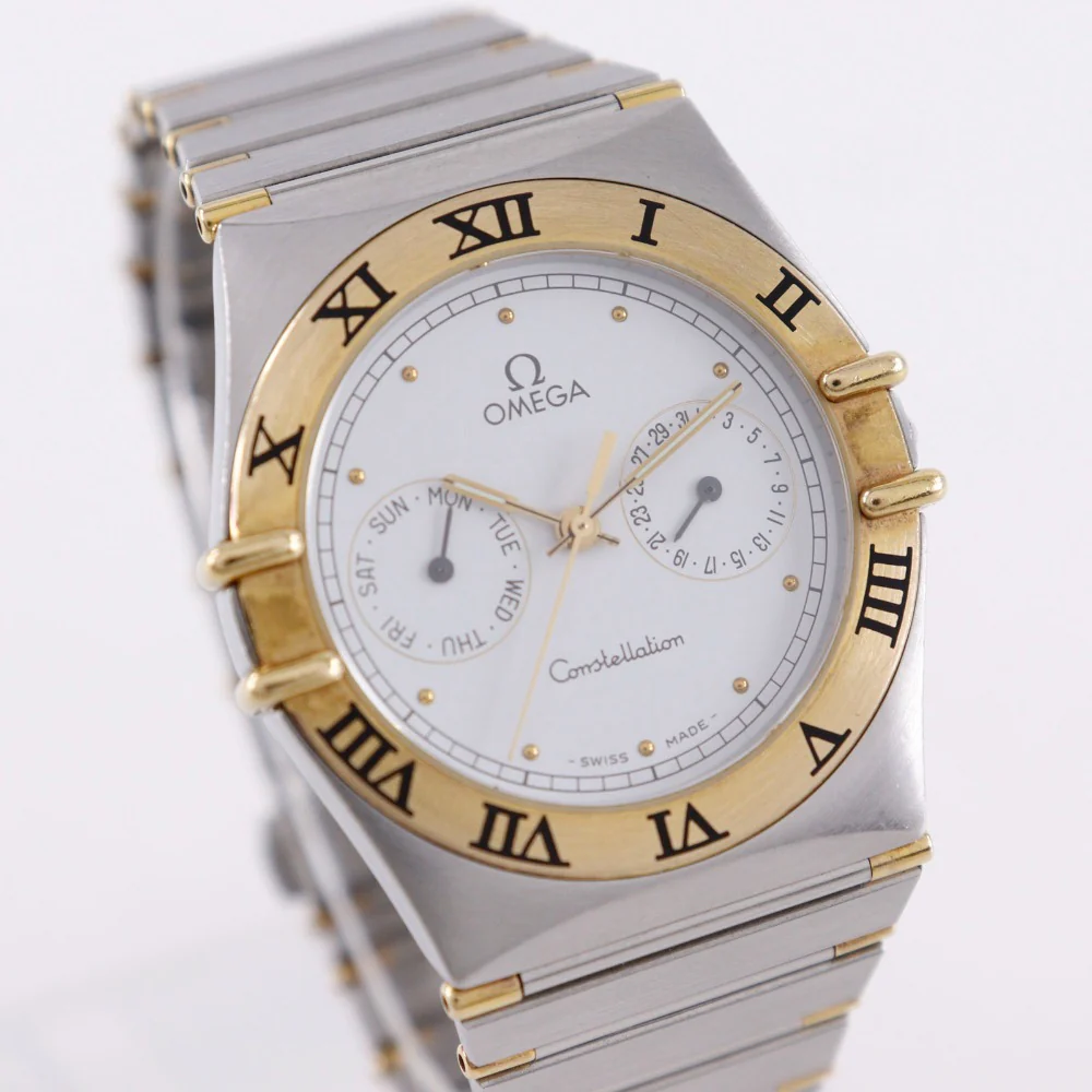 Omega Constellation Quartz Watch Stainless Steel Gold Plated